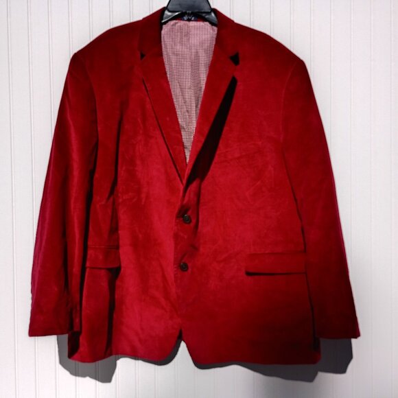 SADDLEBRED Jacket Mens 56R Sport Coat Red Corduroy 2 Button Christmas Blazer - Picture 2 of 16